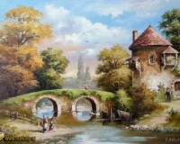 Голландский пейзаж с мостом