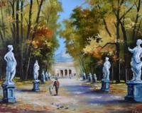 Летний сад и голуби
