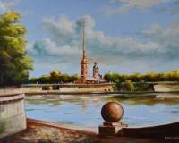 Вид на Петропавловскую крепость со стрелки