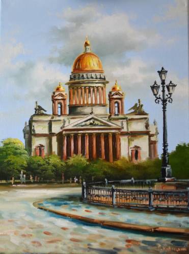 Исаакиевский собор изелёные деревья