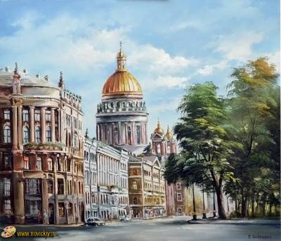 Вид с дворцовой на Исаакиевский