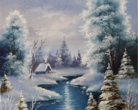 Зимний ручей в вечерний час