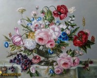 Цветы с бабочками и улиткой