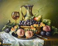 Натюрморт с персиками и грушей