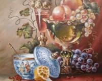 Натюрморт с лимоном и клюквой 30х40см.