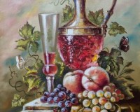 Натюрморт с кувшином, персиками 30х40