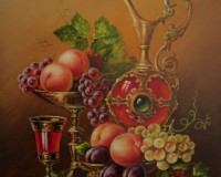 Фрукты с кувшином и клюквой