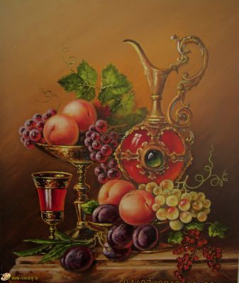 Фрукты с кувшином и клюквой