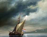 Море, вечер, чайки